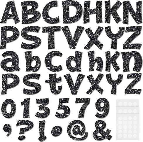 Colarr 216 Pcs Glitter Bulletin Board Letters for Classroom Numbers Alphabet Poster Board Letters with Adhesive Dots Punctuation Symbols Cutout Bulletin Board Display School Decor (Silver,4 Inch) in Kuwait