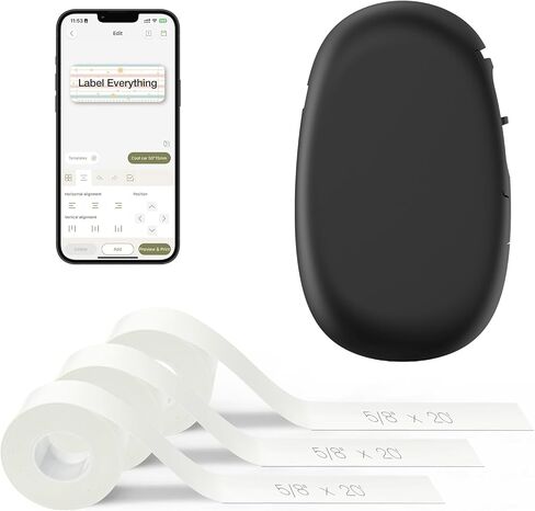 حزمة هدايا صانعي الملصقات SUPVAN E10، طابعة ملصقات بلوتوث صغيرة، آلة صنع الملصقات اللاسلكية مع شريط، قوالب متعددة متاحة لصانع الملصقات للمكتب والمنزل والمطبخ باللون الأبيض in Kuwait