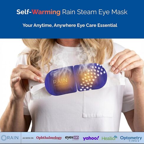 Rain Self Heating Steam Eye Mask for Dry Eyes - Warming Eye Compress with Moist Heat Therapy - Disposable Hot Compress Relief for Stye Treatment, Eye Fatigue & Dry Eye Relief (20 Masks) in Kuwait