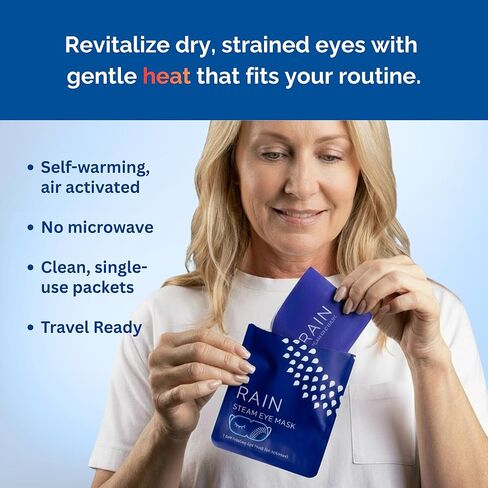 Rain Self Heating Steam Eye Mask for Dry Eyes - Warming Eye Compress with Moist Heat Therapy - Disposable Hot Compress Relief for Stye Treatment, Eye Fatigue & Dry Eye Relief (20 Masks) in Kuwait