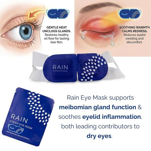 Rain Self Heating Steam Eye Mask for Dry Eyes - Warming Eye Compress with Moist Heat Therapy - Disposable Hot Compress Relief for Stye Treatment, Eye Fatigue & Dry Eye Relief (20 Masks) in Kuwait