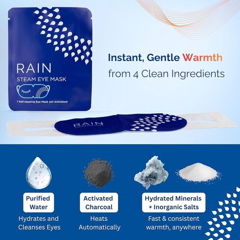Rain Self Heating Steam Eye Mask for Dry Eyes - Warming Eye Compress with Moist Heat Therapy - Disposable Hot Compress Relief for Stye Treatment, Eye Fatigue & Dry Eye Relief (20 Masks) in Kuwait