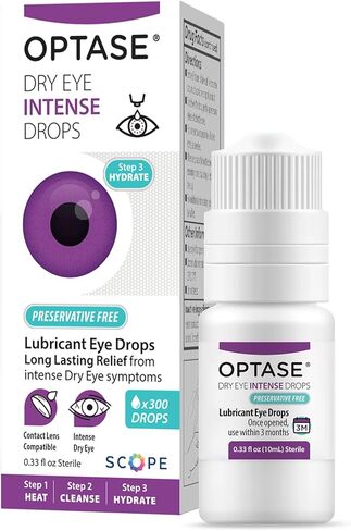 OPTASE Dry Eye Intense Drops - Preservative Free Eye Drops - Multidose Bottle - Step 3 Hydrate - .33 fl oz, 300 Doses in Kuwait