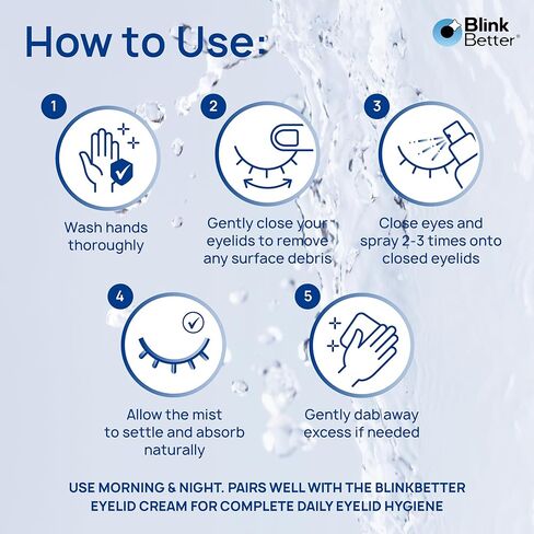 BetterLids Boosted Hypochlorous Acid Eyelid Spray – Gentle Non-Sting Eyelid Cleanser Mist with Ectoin & Trehalose for Blepharitis, Dry and Itchy Lids – Daily Lid Hygiene Eye Spray, 50 ml in Kuwait