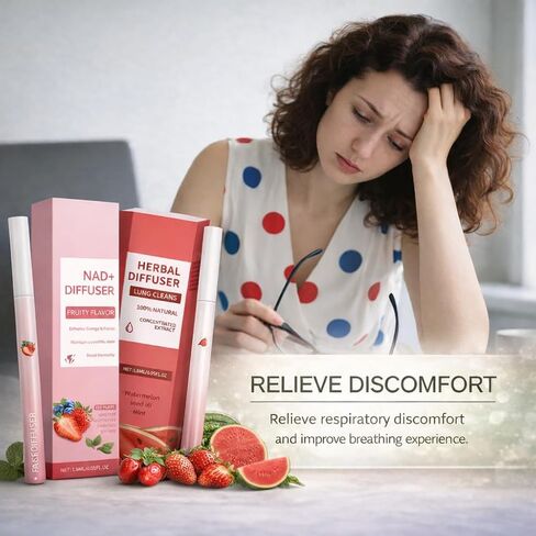 Mullein Herbal Diffuser Pen - Fruit Flavor Smokeless Inhaler for Quitting Smoking, 2 Flavors (Watermelon & Strawberry), Flavored Air Freshener for Lung Cleansing, 2 Sticks in Kuwait