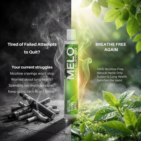 Nicotine Free Vapors Pens - Lung Detox & Cleanser Support with 600 Uses, Natural Apple, Thyme & Mullein Herbal Pen, Quit Smoking Inhaler Stick - All Natural, Healthy Inhaler in Kuwait