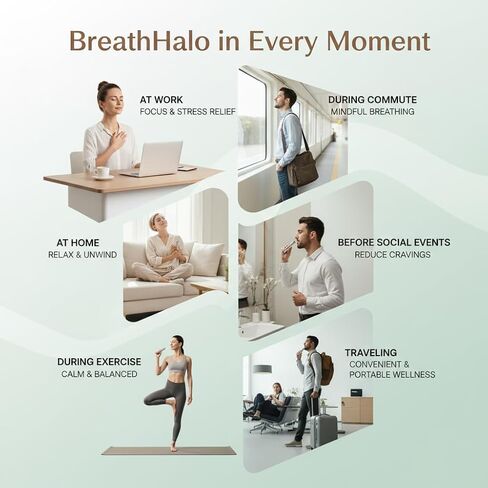 Quit Smoking Necklace with Fidget Ring & Mint Pods – BreathHalo Stop Smoking Aid Device for Stress, Anxiety & Mindful Breathing, Wearable Breathing Necklace for Fidget Relief & Smoking Cessation in Kuwait