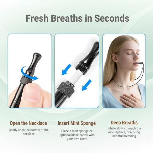 Quit Smoking Necklace with Fidget Ring & Mint Pods – BreathHalo Stop Smoking Aid Device for Stress, Anxiety & Mindful Breathing, Wearable Breathing Necklace for Fidget Relief & Smoking Cessation in Kuwait