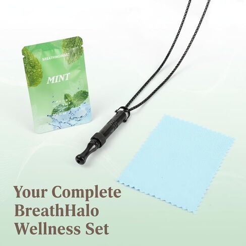 Quit Smoking Necklace with Fidget Ring & Mint Pods – BreathHalo Stop Smoking Aid Device for Stress, Anxiety & Mindful Breathing, Wearable Breathing Necklace for Fidget Relief & Smoking Cessation in Kuwait