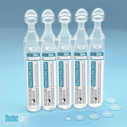 Saline Ampoules - Saline Solution, Sodium Chloride 0.9%, Nasal Cleanse for Babies, Kids, & Adults, Sterile Nasal Care, Wound Cleansing - 20 Count (5ml Each) in Kuwait