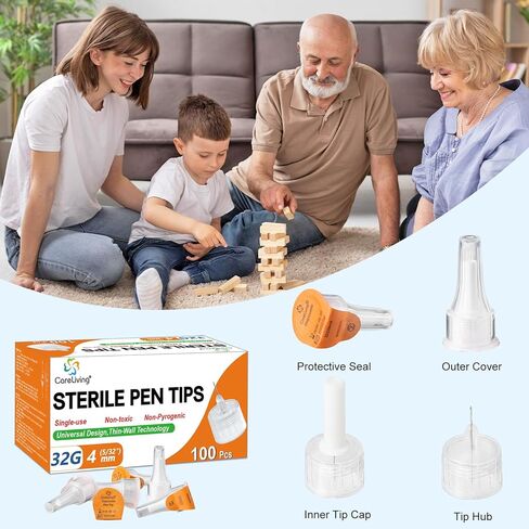 Pen Tips 32G x 4mm, Universal Fit, 100/bx, Sterile, Comfortable in Kuwait