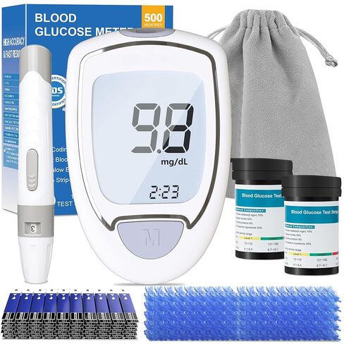 Blood Glucose Monitor, Glucometer Kit with 100 Strips and Lancets, Diabetic Testing Kit with Auto Eject, No Coding, Large Display for Seniors, Blood Sugar Testing Kit for Travel & Home Use in Saudi Arabia