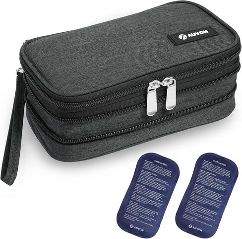 AUVON Expandable Insulin Cooler Travel Case with 2 × 180g Ice Packs, 10-12.5H Cooling Time for Flights & Road Trips, Portable Insulated Diabetic Cooler Bag for Insulin Pens & Essential Supplies in Saudi Arabia