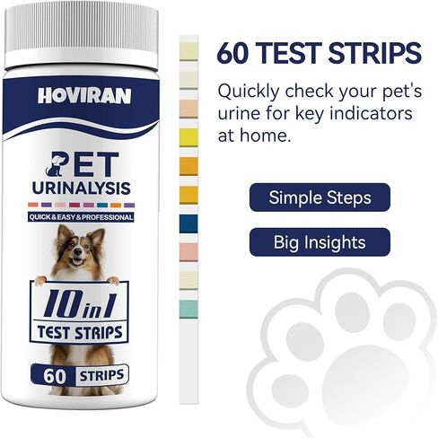 10-in-1 Cat & Dog Urine Test Strips, Cat & Dog UTI Test Kit, Pet Urinalysis Reagent Strips Diabetes, Glucose, Nitrite, Specific Gravity, pH, Protein, Leukocytes & More (60 Strips) in Kuwait