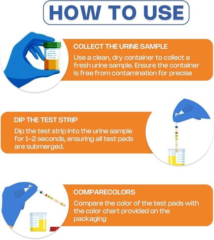 Urinalysis Test Strips - 120 CT | 10-in-1 Comprehensive Urinalysis for Microalbumin, Calcium, PRO, URO, NIT, LEU, SG, BIL, KET, pH | Home Urine Test Strips for Urinary Tract Infections in Kuwait