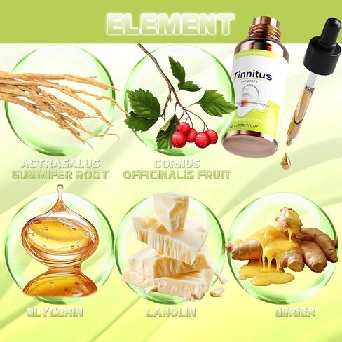 Tinnitus Relief for Ringing Ears, Effective Ear Ringing Relief Drops, Natural Herbal Tinnitus Treatment for Ear Clicking Buzzing, Improving Hearing for Unisex Adult, 60ml in Kuwait