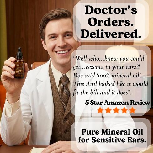 Auil - Mineral Oil Ear Drops - Pharmaceutical Grade, Natural Ear Care for Dry Irritated Ears, Ear Wax, Itchy Ears, and Swimming - No Harsh Additives - Doctor Curated and Bottled in USA in Kuwait