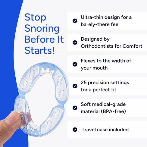 QuietLab Pro Anti-Snoring Mouthpiece - Adjustable Snoring Mouth Guard, Orthodontist Designed, No Boiling Required - BPA-Free Medical Grade - Designed for Nighttime Snoring Control in Kuwait