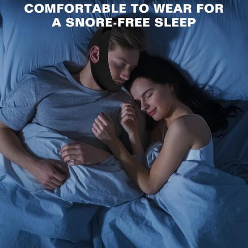 NOIKO Anti Snoring Chin Strap Adjustable, High Elasticity Traceless Chin Strap for Sleeping, Effective Anti Snoring Device, Snore Stopper Breathable and Durable for Adult in Kuwait