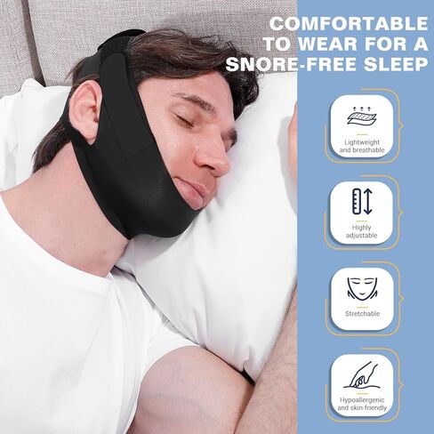 NOIKO Anti Snoring Chin Strap Adjustable, High Elasticity Traceless Chin Strap for Sleeping, Effective Anti Snoring Device, Snore Stopper Breathable and Durable for Adult in Kuwait