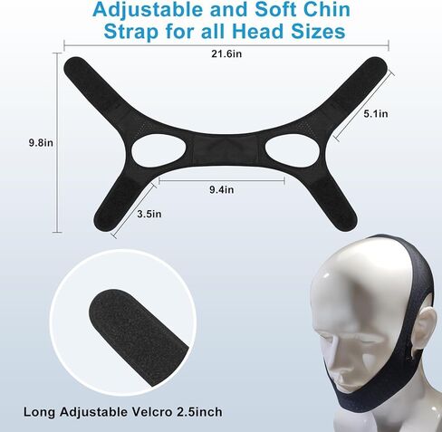 Anti Snoring Devices - Chin Strap for Sleeping - Simple and Effective Stop Anti Snoring Chin Strap - Adjustable Airflow Jaw Strap - Snoring Solution for Women and Men - Black in Kuwait