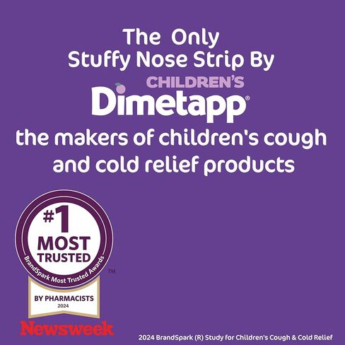 Children’s Dimetapp Stuffy Nose Strips for Kids, Drug-Free, Instant Nasal Congestion Relief to Help Kids Breathe Better Day or Night, 12 Strips in Kuwait