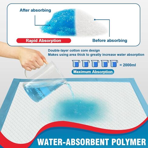 وسادات سرير مقاومة لسلس البول مقاس 101.6 سم × 91.44 سم، 130 جرامًا شديدة التحمل (25 قطعة) وسادات سفلية للاستعمال مرة واحدة للبالغين والأطفال وكبار السن | وسادات حماية للسرير والأريكة والكرسي in Kuwait