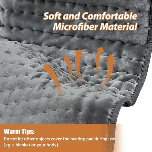 Electric Heating pad with 6 Heat Settings, Auto Shut Off, Dry Electric Heating for Back Neck Knee Arms Legs Shoulder Heat Pads for Christmas Birthday Father's Day Mother's Day (24"X12", Dark Gray) in Kuwait