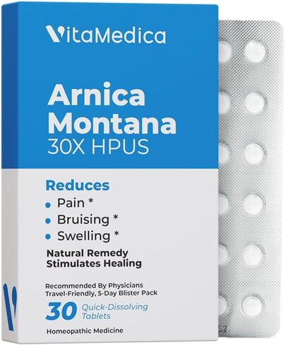 Arnica Montana 30X HPUS, Clinical Grade, Quick Dissolve Tablets, Five-Day Recovery Pack for Pain and Bruise Relief After Surgery or Injury, Natural Healing, Gentle on The Stomach - 30 Count in Saudi Arabia