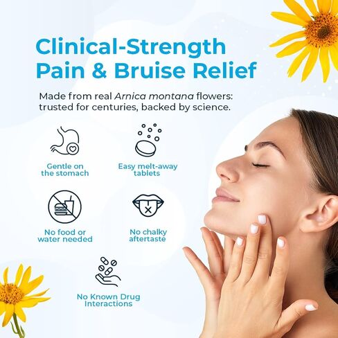 Arnica Montana 30X HPUS, Clinical Grade, Quick Dissolve Tablets, Five-Day Recovery Pack for Pain and Bruise Relief After Surgery or Injury, Natural Healing, Gentle on The Stomach - 30 Count in Saudi Arabia