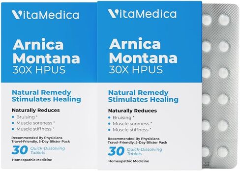 Arnica Montana 30X HPUS, Clinical Grade, Quick Dissolve Tablets, Five-Day Recovery Pack for Pain and Bruise Relief After Surgery or Injury, Natural Healing, Gentle on The Stomach - 30 Count in Saudi Arabia