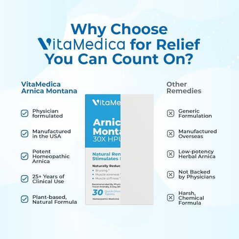 Arnica Montana 30X HPUS, Clinical Grade, Quick Dissolve Tablets, Five-Day Recovery Pack for Pain and Bruise Relief After Surgery or Injury, Natural Healing, Gentle on The Stomach - 30 Count in Saudi Arabia