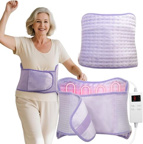 Heating Pad for Period Cramps, Upgraded Wrap Heating Pad for Back Pain Relief, Large 12''x 24''Heat Pad +26" Belt Adjustable 4 Timer 6 Heat Level Auto Shut Off, Christmas Birthday Gifts for Women Mom in Kuwait