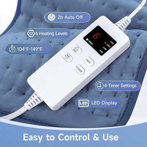 Heating Pads for Back Neck Shoulder Pain, Electric Heating Pad Auto Shut Off, Fast Heat, Large Heating Pad Christmas Gift for Women Men, Birthday Gifts for Mom Dad (Blue) in Kuwait