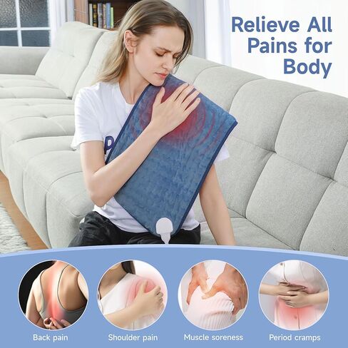 Heating Pads for Back Neck Shoulder Pain, Electric Heating Pad Auto Shut Off, Fast Heat, Large Heating Pad Christmas Gift for Women Men, Birthday Gifts for Mom Dad (Blue) in Kuwait