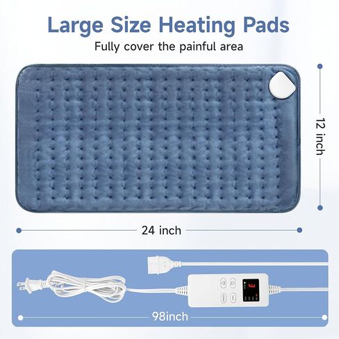 Heating Pads for Back Neck Shoulder Pain, Electric Heating Pad Auto Shut Off, Fast Heat, Large Heating Pad Christmas Gift for Women Men, Birthday Gifts for Mom Dad (Blue) in Kuwait