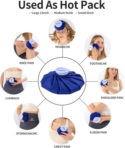 أكياس الثلج، عبوات ثلج للإصابات، أكياس ثلج قابلة لإعادة الاستخدام، عبوة ثلج قابلة لإعادة الملء، زجاجة ماء ساخن، حقيبة ماء ساخن لتخفيف آلام رأس الركبة واليد والوجه، ضغط بارد ساخن، عبوتين (9 بوصات و11 بوصة) in Kuwait