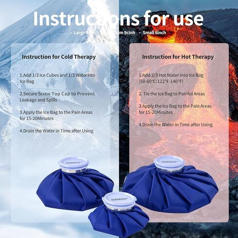 أكياس الثلج، عبوات ثلج للإصابات، أكياس ثلج قابلة لإعادة الاستخدام، عبوة ثلج قابلة لإعادة الملء، زجاجة ماء ساخن، حقيبة ماء ساخن لتخفيف آلام رأس الركبة واليد والوجه، ضغط بارد ساخن، عبوتين (9 بوصات و11 بوصة) in Kuwait