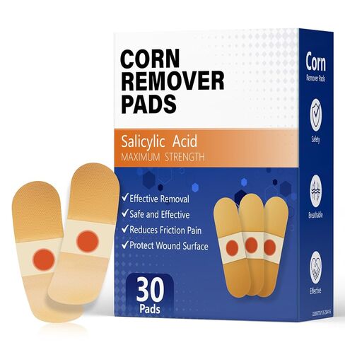 Corn Remover Pads for Toes and Feet, Maximum Strength 40% Salicylic Acid Medicated Treatment - Fast-Acting Adhesive Patches for Corn, Callus & Dead Skin Removal, 30 Count in Kuwait