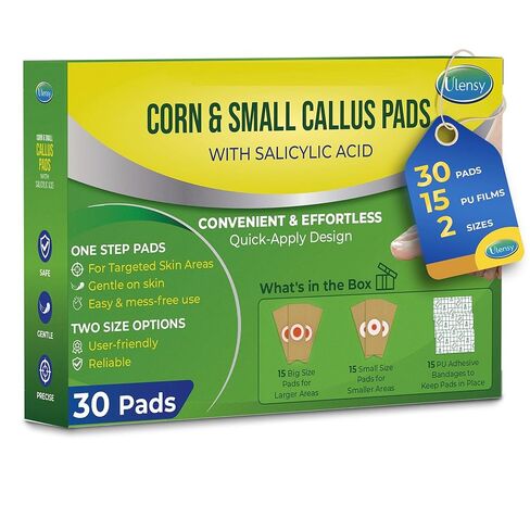 Corn Remover Pads for Feet Toes: 30-Pack Salicylic Acid Extra Strength Treatment - Fast Effective Medicated Bandages for Kids Adults Seniors Teens Athletes Runners Hikers Workers Men Women in Kuwait