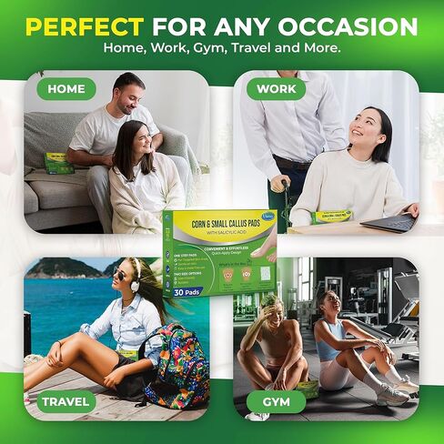 Corn Remover Pads for Feet Toes: 30-Pack Salicylic Acid Extra Strength Treatment - Fast Effective Medicated Bandages for Kids Adults Seniors Teens Athletes Runners Hikers Workers Men Women in Kuwait