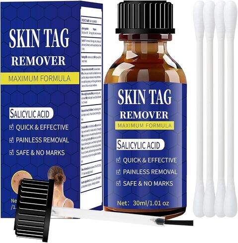 Fast-Acting Skin Tag Remover for Body and Neck - Natural, Mild Salicylic Acid Formula, Use a Brush applicator Skin tag Remover Precisely and painlessly and Quickly.Safe for Sensitive skin30ML in Kuwait