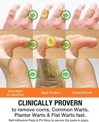 Samsali Wart Corn Remover Pads for Feet: 42 Pack 40% Salicylic Acid Extra Strength Bandages for Plantar Warts Corns Small Callus on Feet Hands Toes - Safe Effective Treatment for Adults Teens in Saudi Arabia