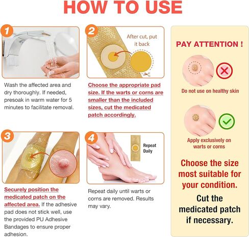 Samsali Wart Corn Remover Pads for Feet: 42 Pack 40% Salicylic Acid Extra Strength Bandages for Plantar Warts Corns Small Callus on Feet Hands Toes - Safe Effective Treatment for Adults Teens in Kuwait