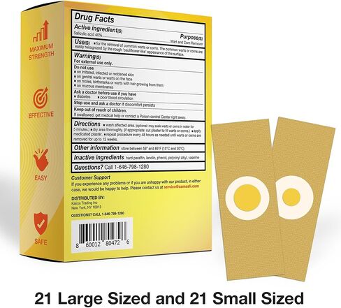 Samsali Wart Corn Remover Pads for Feet: 42 Pack 40% Salicylic Acid Extra Strength Bandages for Plantar Warts Corns Small Callus on Feet Hands Toes - Safe Effective Treatment for Adults Teens in Kuwait
