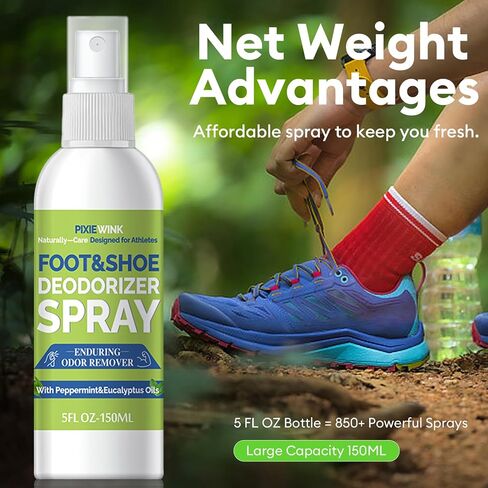 رذاذ مزيل الروائح الكريهة للقدم والأحذية، 5 أونصة سائلة مزيل الرائحة الفوري للأحذية والقدمين ذات الرائحة الكريهة - نضارة تدوم طويلاً in Kuwait