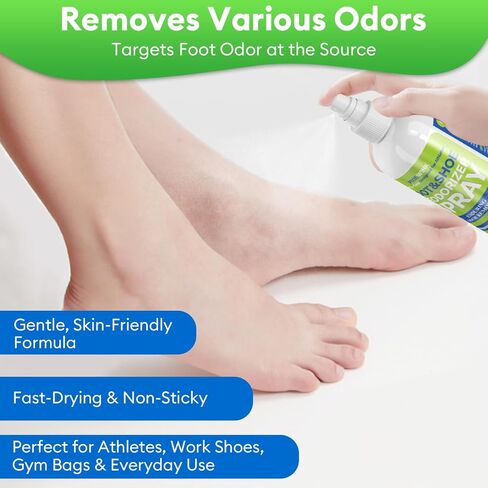 رذاذ مزيل الروائح الكريهة للقدم والأحذية، 5 أونصة سائلة مزيل الرائحة الفوري للأحذية والقدمين ذات الرائحة الكريهة - نضارة تدوم طويلاً in Kuwait