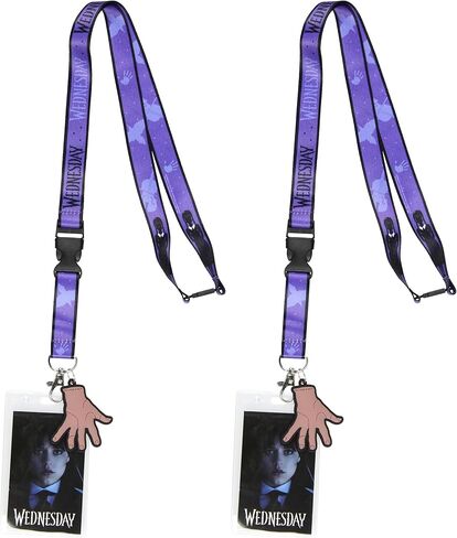 Wednesday TV Series ID Lanyard Badge Holder Addams Family Wednesday Addams Character Card and Thing Rubber Charm Pendant in Kuwait