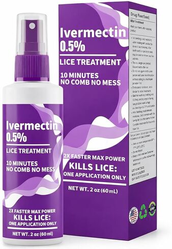 علاج القمل، محلول موضعي بالإيفرمكتين 0.5%، العناية بقمل فروة الرأس، لا يتطلب تمشيطًا، تطبيق سلس وسهل، 2 أونصة in Kuwait