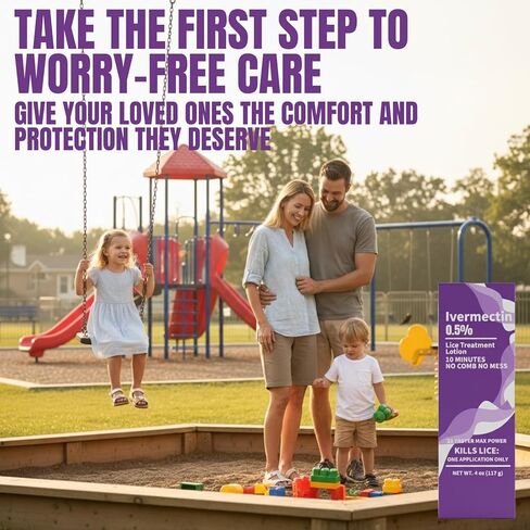 علاج القمل، محلول موضعي بالإيفرمكتين 0.5%، العناية بقمل فروة الرأس، لا يتطلب تمشيطًا، تطبيق سلس وسهل، 2 أونصة in Kuwait